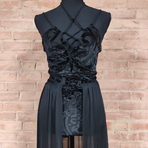 USA | Elegant Black Lace Backless Sheer Shorts Romper